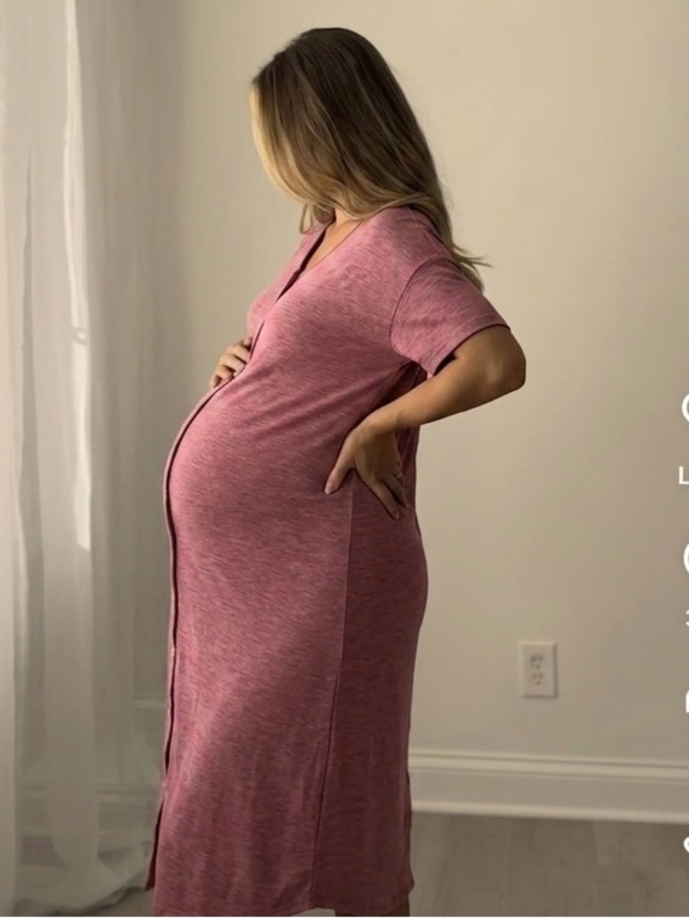 Maternity Button-Down Nursing Dress - Pink